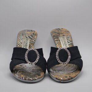 Womens Dezario Black and Silver Slip-on 2.5 inch Heels Size 36